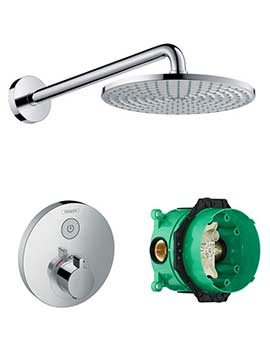 Hansgrohe Round Select valve with Raindance (240) overhead