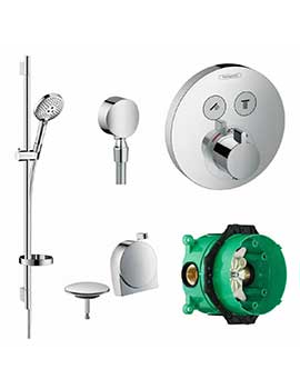 Hansgrohe Round Select valve with Raindance Select rail kit and Exafill  By Hansgrohe