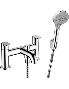 Hansgrohe Vernis Blend 2-hole rim mounted bath mixer with diverter valve and Vernis Blend hand shower Vario Ch