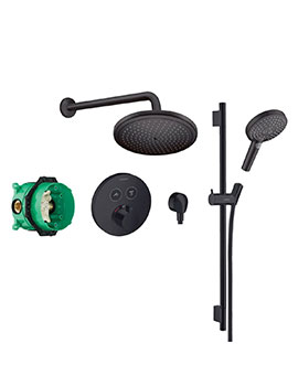 Hansgrohe Round Select Concealed Shower Pack 280 with Rail Kit - Matt Black