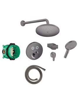 Hansgrohe Round Select concealed valve with Croma (280) overhead and Select hand shower BBC