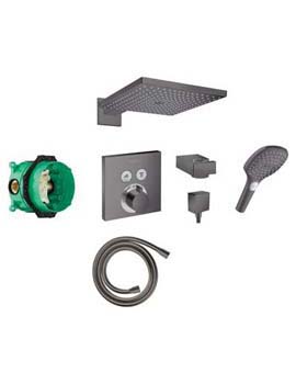 Square Select concealed valve with Raindance (300) overhead and Select hand shower BBC