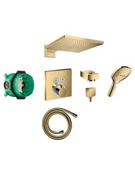 Square Select concealed valve with Raindance (300) overhead and Select hand shower PGO