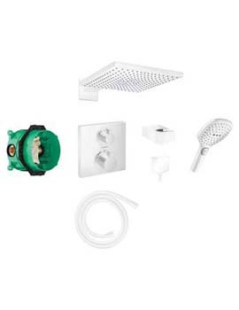 Square concealed valve with Raindance (300) overhead and Select hand shower MW