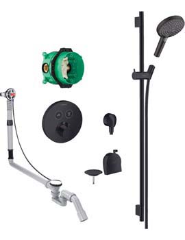 Hansgrohe Round Select Valve Set with Raindance Rail Kit & Exafill - Matt Black