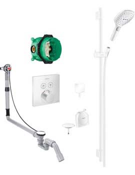 Hansgrohe Square Select concealed valve with Raindance Select rail kit and Exafill MW