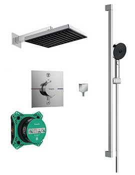 Pulsify E 260 O/H and 3jet Hand Shower, Slide Rail kit with Square valve Chrome - 88101286