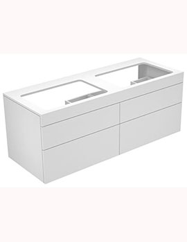Keuco Edition 400 Vanity Unit For 2 Ceramic Washbasins and 4 Drawers Without Tap Holes 1400mm