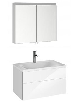 Keuco Keuco Royal Reflex 800mm Basin With Vanity Unit and LED Mirror Cabinet in White High Gloss - 3960321