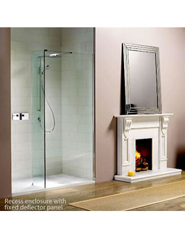 Boutique Walk-in Recess Fixed Panel with Integrated Tray - NWSR
