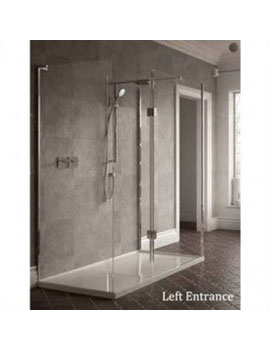Boutique Three-Sided Walk-In Shower with Hinge Panel and Brassware - NWST