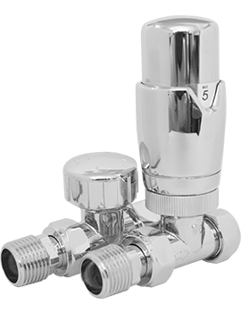 Thermostatic Straight Radiator Valve Pack in Chrome - RV-TRVPCKST-CH