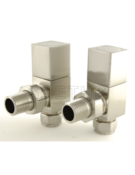 Cubex Square Angled Radiator Valves - Satin Nickel