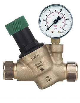 Resideo Braukmann 15mm Pressure Reducing Valve With Gauge