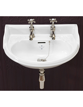 Silverdale Traditional Victorian 530mm Wall Mounted Cloakroom Basin With 2 Tap Holes