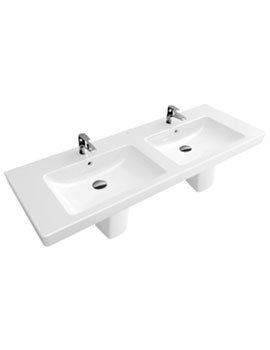 Subway 2.0 Double Vanity Washbasin 2 Tap Hole 1300mm - 7175D0