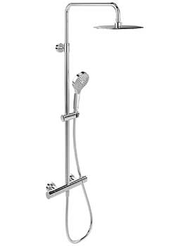 Verve Thermostatic Round Bar Shower Valve with Shower Kit and Fixed Head - Chrome