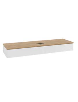 Antao Vanity unit 1600 x 190 x 500 mm with Grain Texture - Panel: Honey Oak Wood