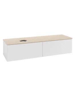Antao Vanity unit 1600 x 360 x 500 mm with Grain Texture - Panel: Botticino Stone