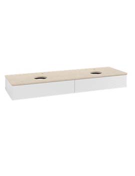 Antao Vanity unit 1600 x 190 x 500 mm incl Lighting with Grain Texture - Panel: Botticino Stone