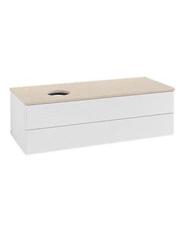 Antao Vanity unit 1200 x 360 x 500 mm incl Lighting with Grain Texture - Panel: Botticino Stone