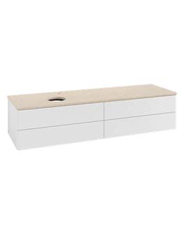 Antao Vanity unit 1600 x 360 x 500 mm incl Lighting with Grain Texture - Panel: Botticino Stone