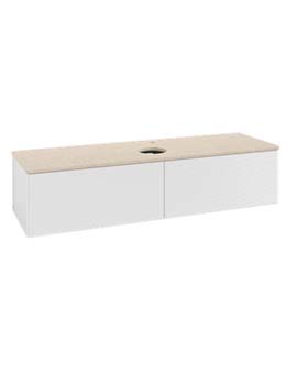 Antao Vanity unit 1600 x 360 x 500 mm incl Lighting with Grain Texture - Panel: Botticino Stone