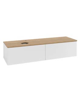 Antao Vanity unit 1600 x 360 x 500 mm incl Lighting with Grain Texture - Panel: Honey Oak Wood